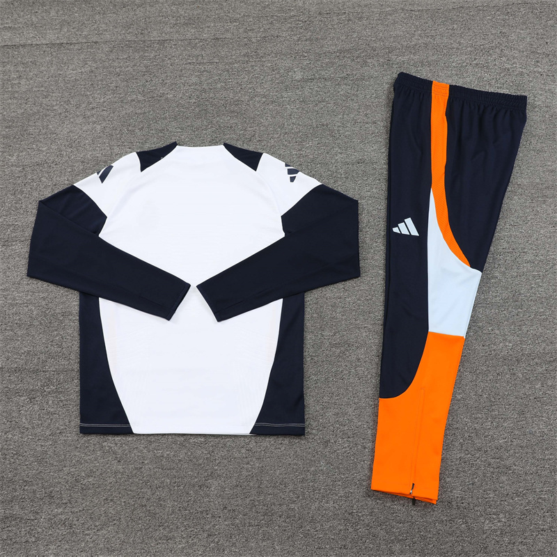 player version 24-25 Real Madrid white with navy blue pullover training tracksuit