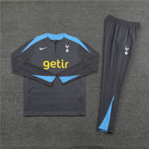player version 24-25 Tottenham dark gray with blue half zipper training tracksuit - Image 5