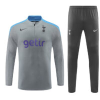 player version 24-25 Tottenham light gray with blue half zipper training tracksuit