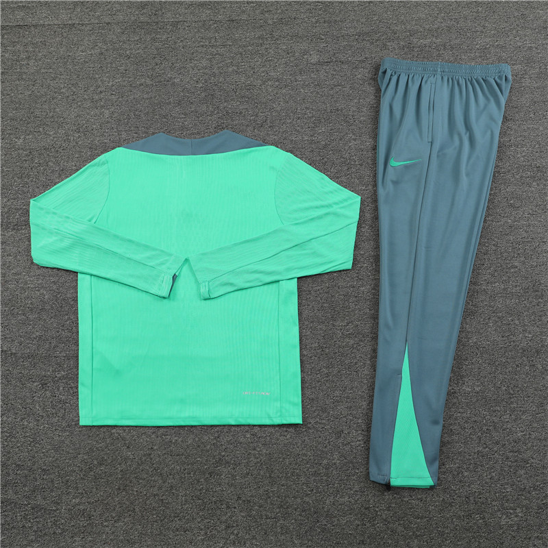 player version 24-25 Tottenham light green with gray half zipper training tracksuit