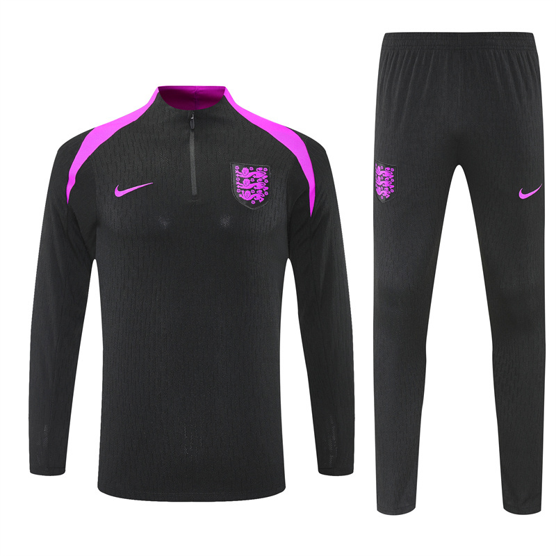 player version 25-26 England black with purple half zipper sweater tracksuit