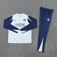 player version 25-26 Inter light gray with blue half zipper sweater tracksuit