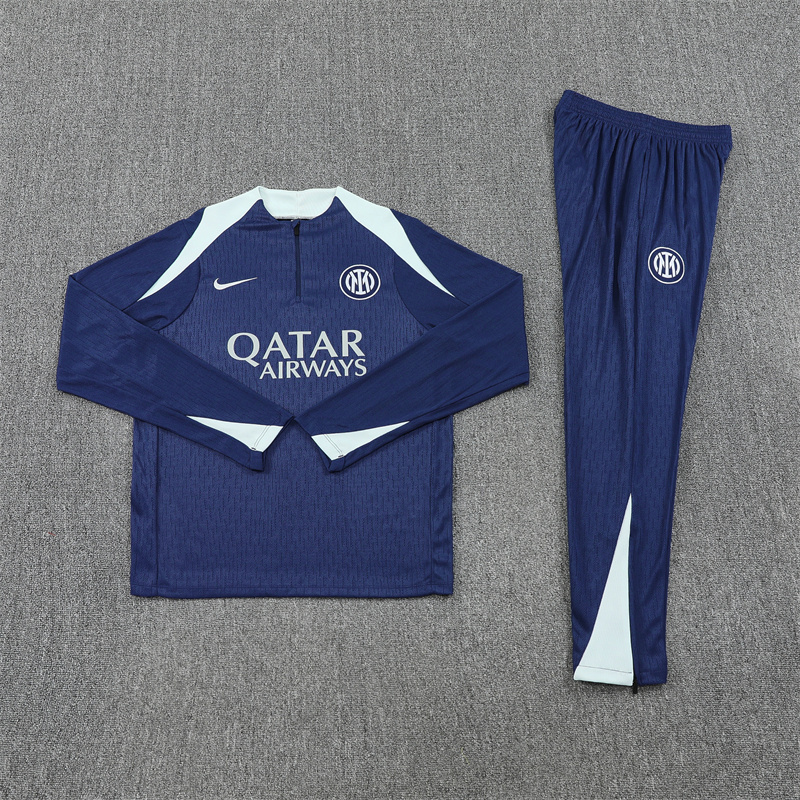 005-363 player version 25-26 Inter navy blue with light gray half zipper sweater tracksuit