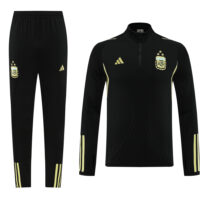with embossed 2023 Argentina black with yellow half zipper training tracksuit