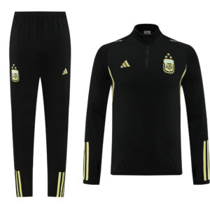 with embossed 2023 Argentina black with yellow half zipper training tracksuit - Image 5