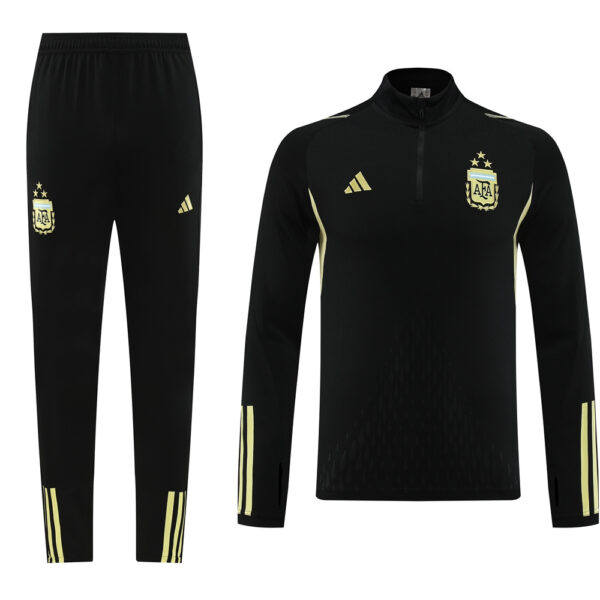 with embossed 2023 Argentina black with yellow half zipper training tracksuit - Image 5