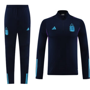 with embossed 2023 Argentina navy blue with purple half zipper training tracksuit - Image 5