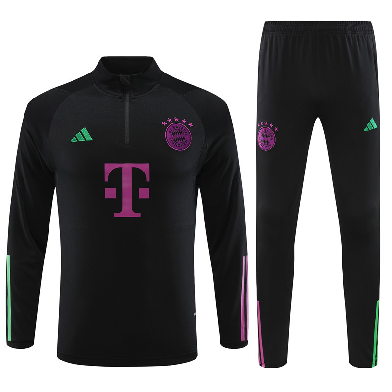 23-24 Bayern black half zipper sweater tracksuit