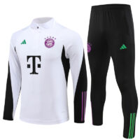 23-24 Bayern white with black half zipper training tracksuit