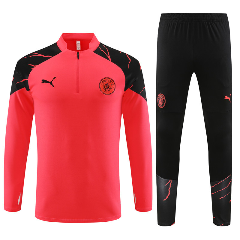 005-68 23-24 Man City orange with black pants half zipper sweater tracksuit