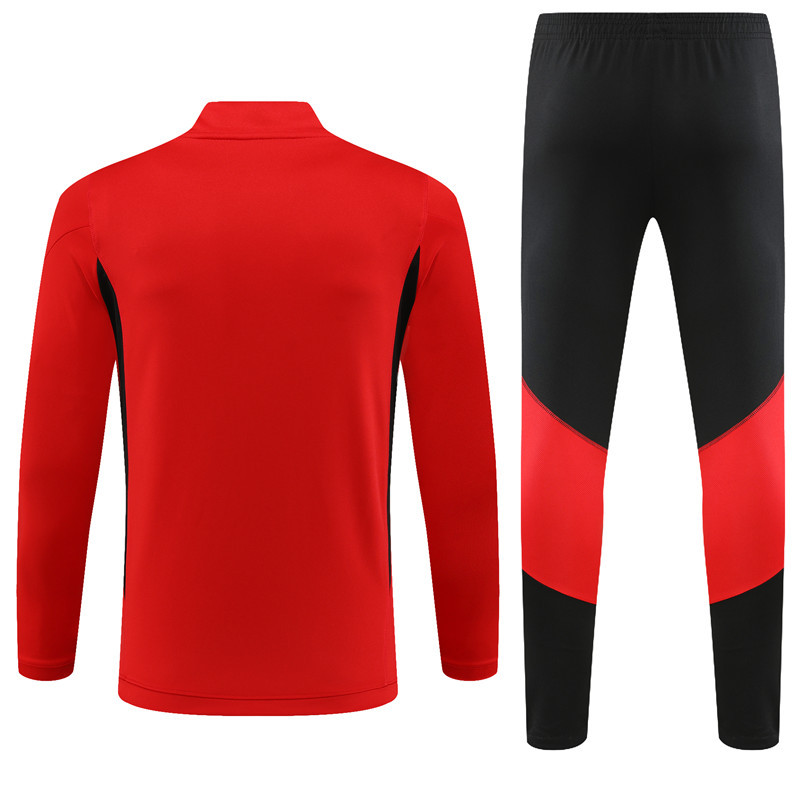 005-75 23-24 Manud red with black half zipper training tracksuit