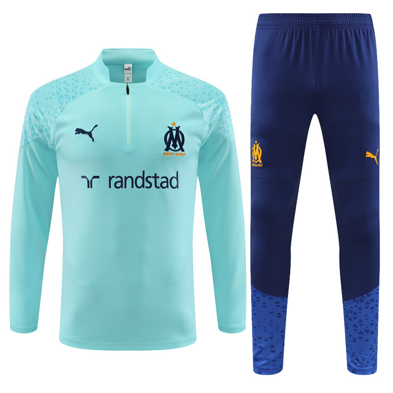 005-80 23-24 Marseille light blue half zipper sweater tracksuit