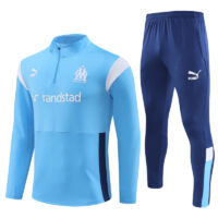005-81 23-24 Marseille light blue with navy blue half zipper sweater tracksuit