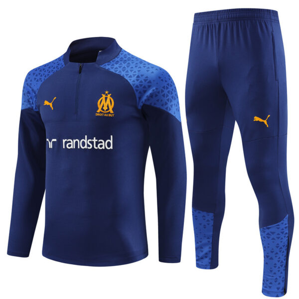23-24 Marseille navy blue half zipper sweater tracksuit - Image 5