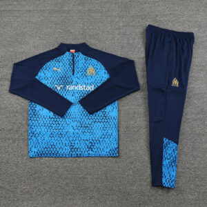 23-24 Marseille navy blue with blue stripe half zipper sweater tracksuit - Image 5