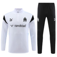 23-24 Marseille white with black and blue half zipper sweater tracksuit