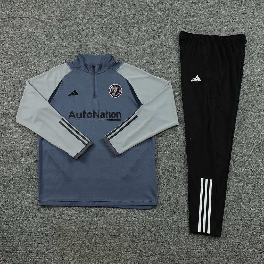 23-24 Miami light blue with gray half zipper sweater tracksuit