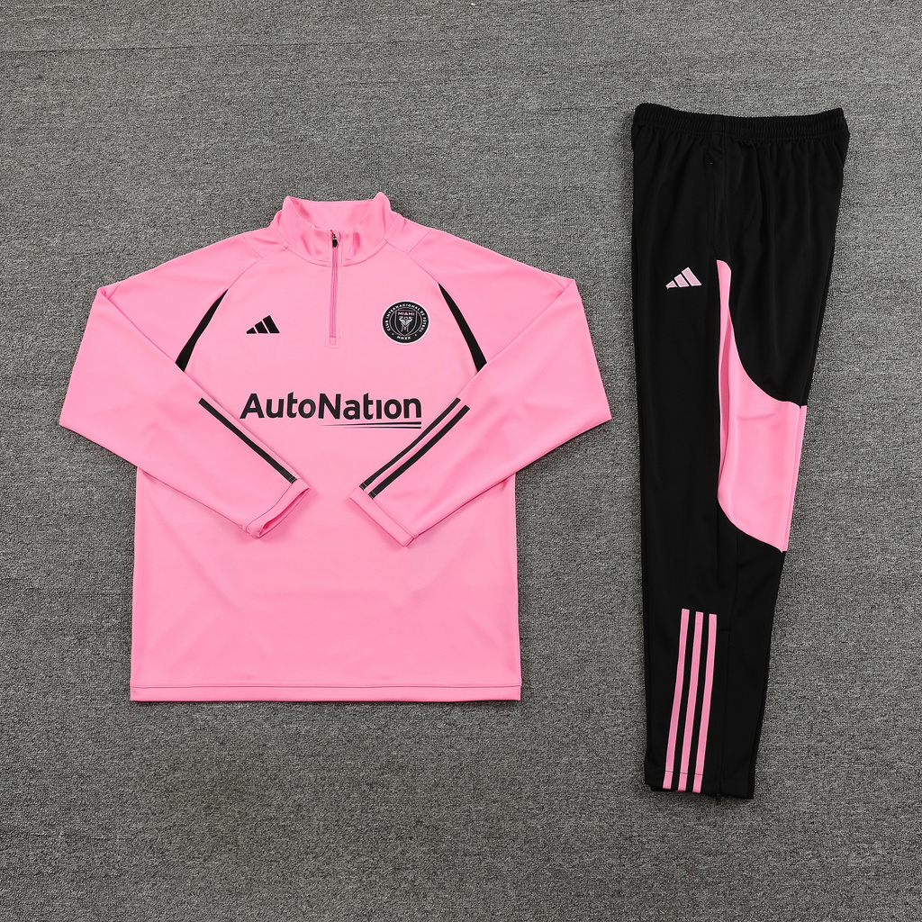23-24 Miami pink with black half zipper sweater tracksuit