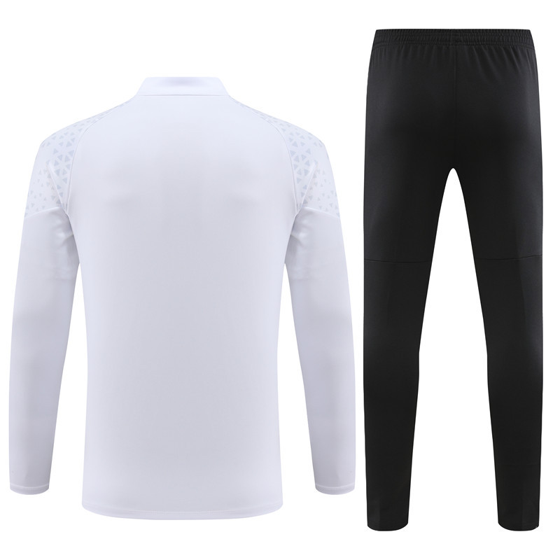 005-9 23-24 AC white with black pants half zipper sweater tracksuit