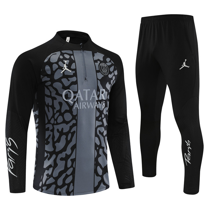23-24 PS G Jrdan black with grey half zipper sweater tracksuit