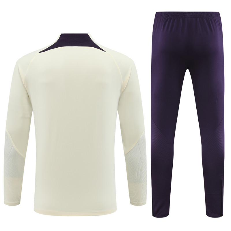 23-24 PS G beige with purple half zipper sweater tracksuit