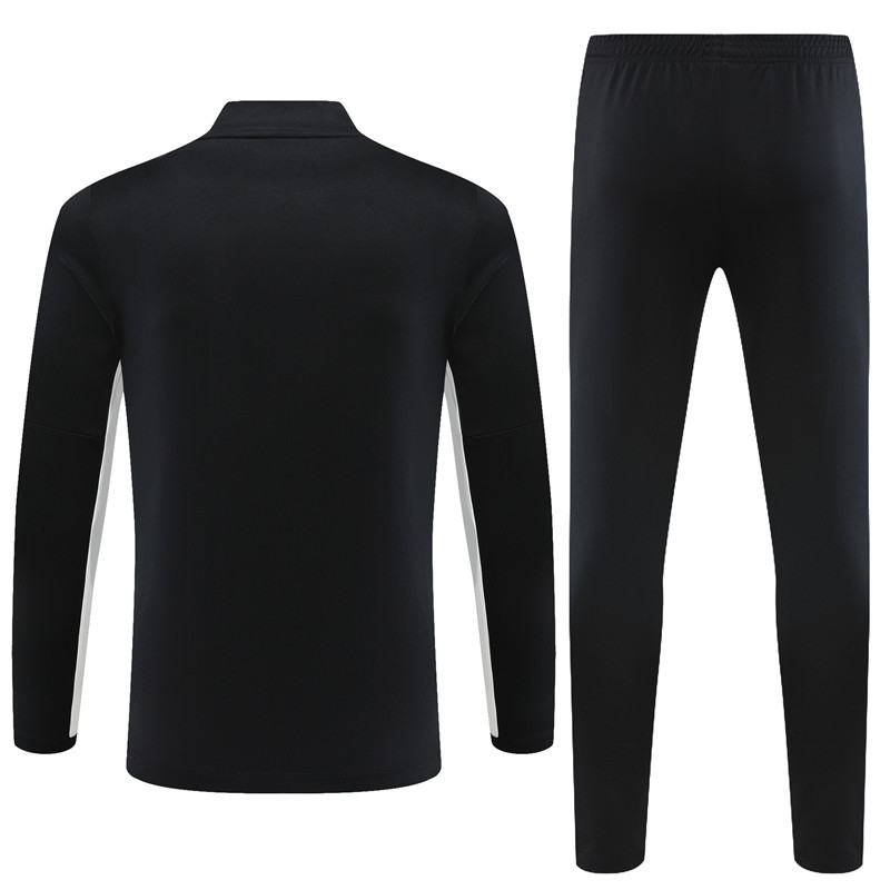 005-96 23-24 PS G black with white stripe half zipper sweater tracksuit