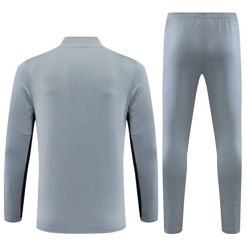 23-24 PS G gray with black stripe half zipper sweater tracksuit