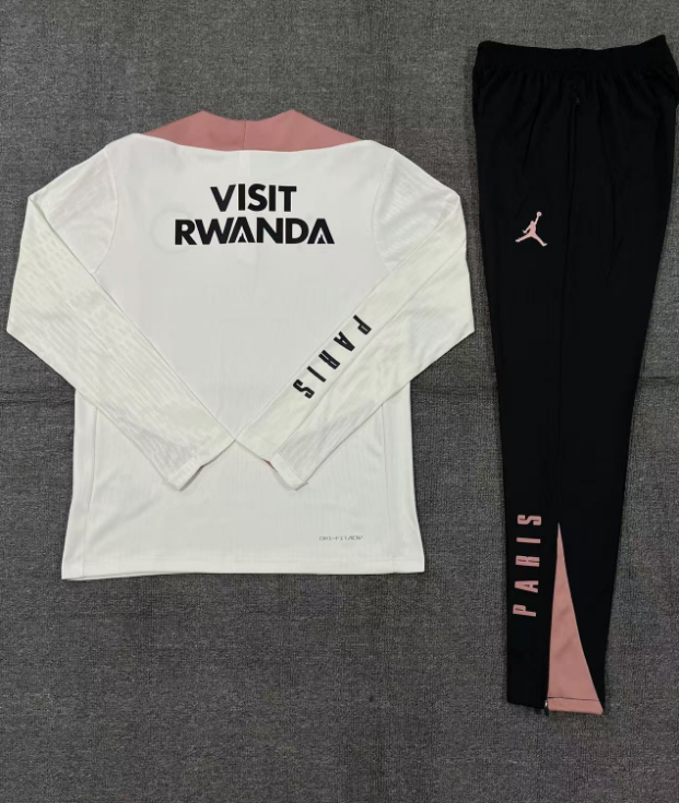 player version 24-25 PS G Jrdan white with pink half zipper training tracksuit