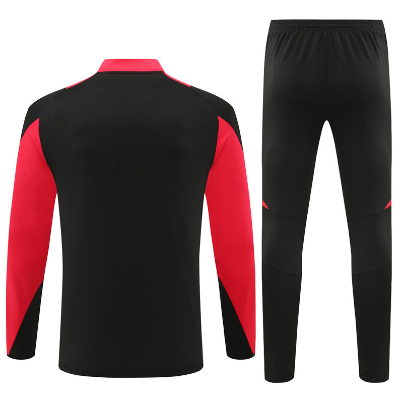 24-25 Bayern black with red half zipper training tracksuit