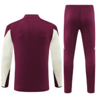 24-25 Bayern dark red with beige half zipper training tracksuit