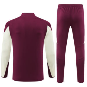 24-25 Bayern dark red with beige half zipper training tracksuit - Image 6