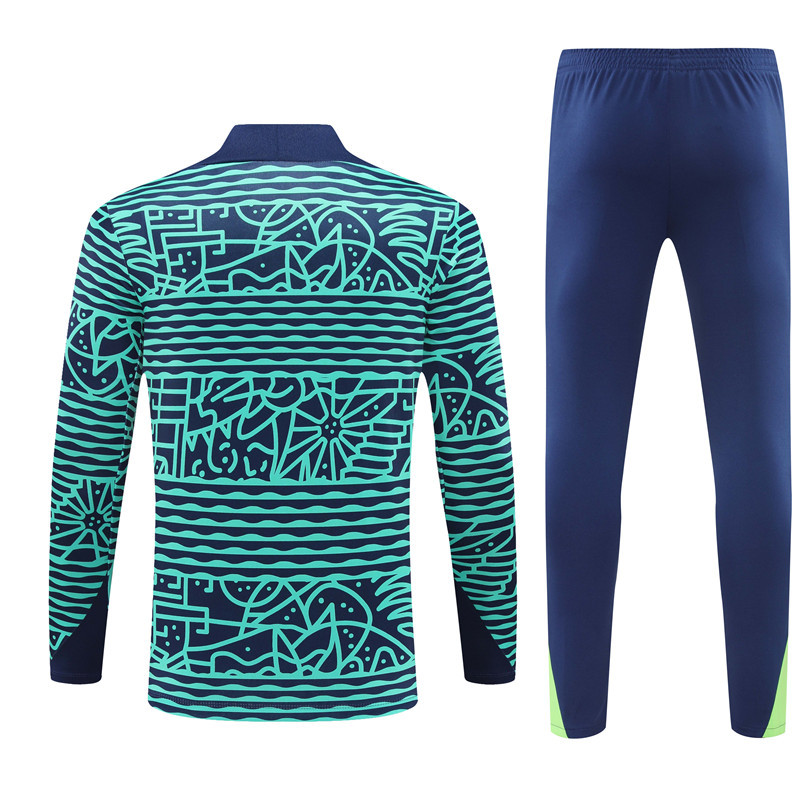 006-105 24-25 Brazil camouflage lake blue half zipper training tracksuit