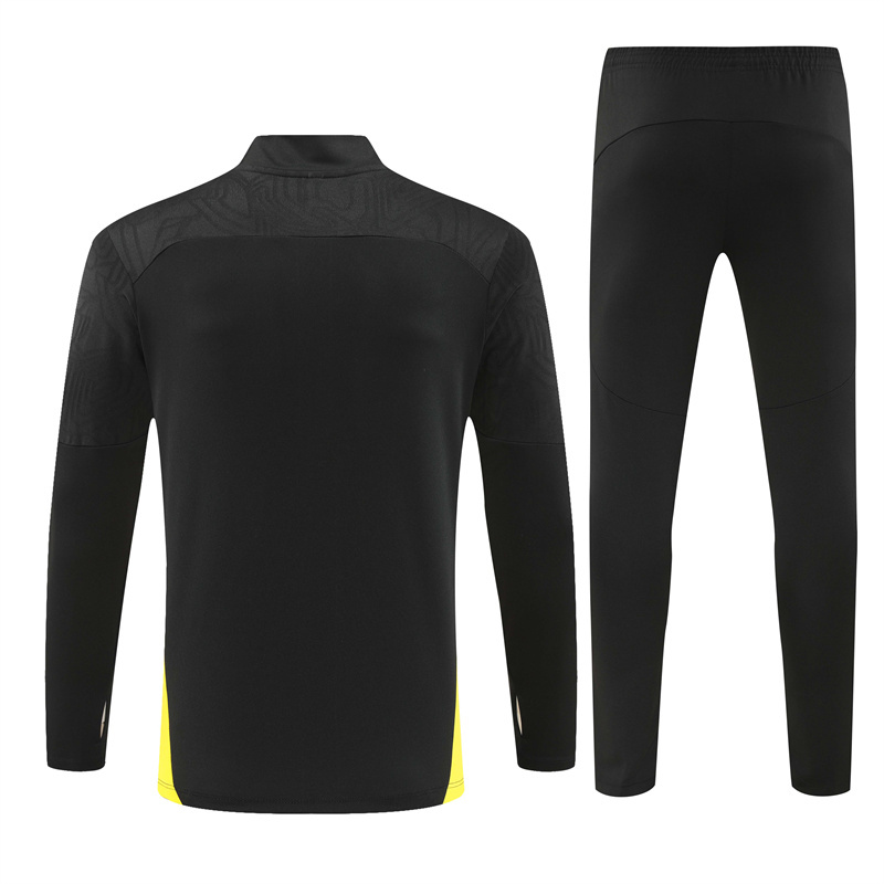 006-108 24-25 Dortmund black with yellow half zipper training tracksuit