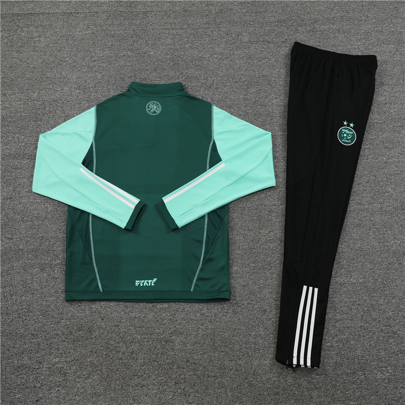 006-11 23-24 Algeria green stripe half zipper sweater tracksuit
