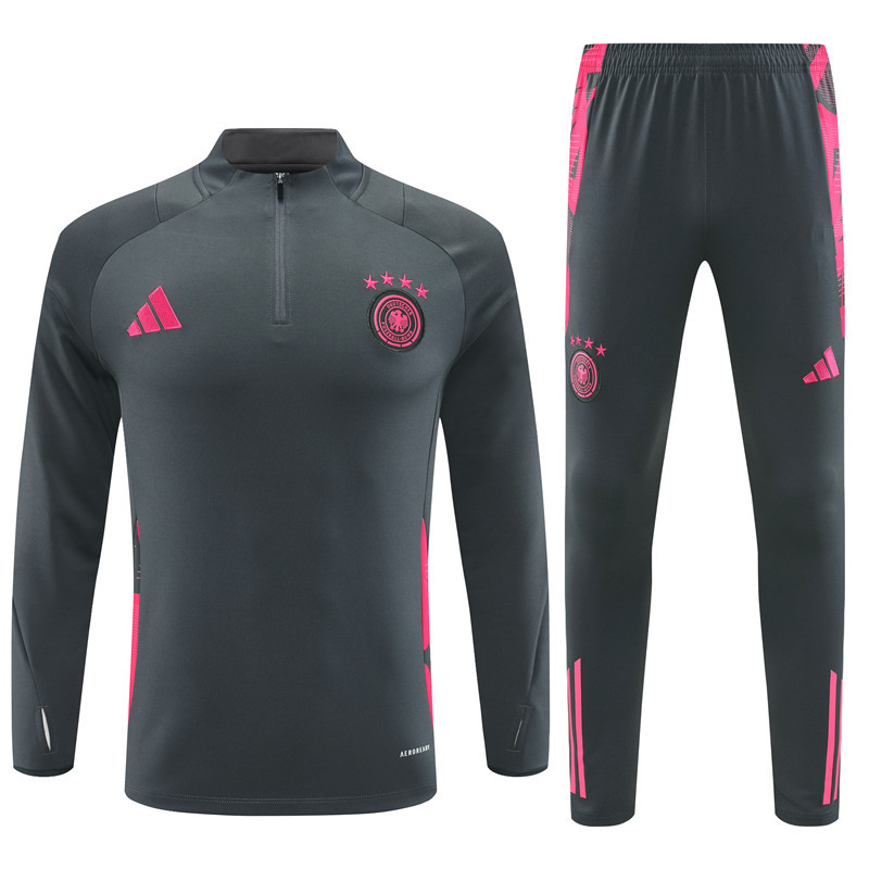 006-112 24-25 Germany dark gray with pink half zipper training tracksuit
