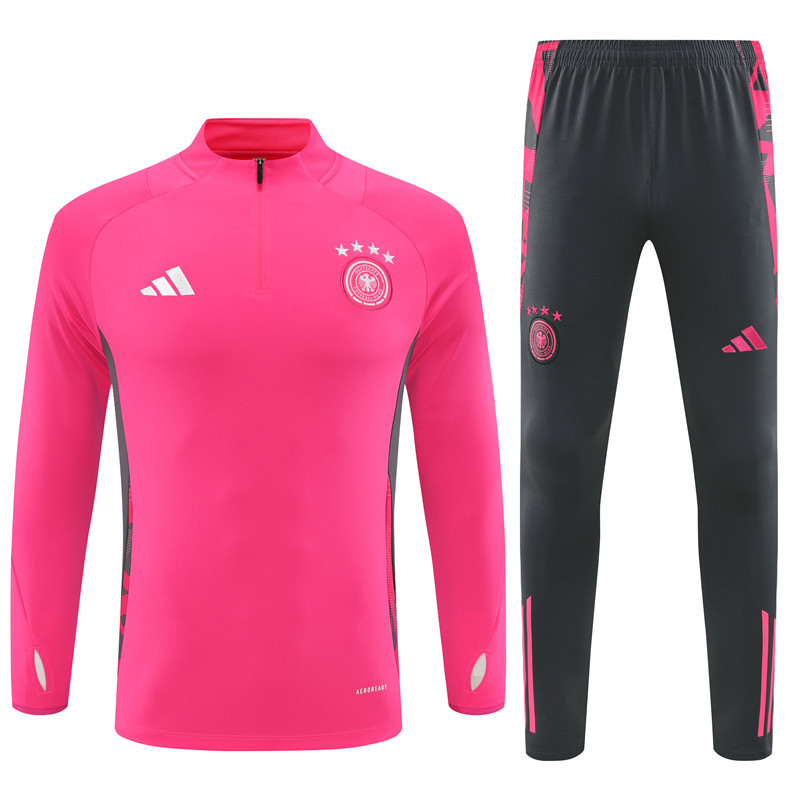 006-113 24-25 Germany pink with gray half zipper training tracksuit