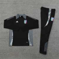 006-114 24-25 Italy black with gray half zipper training tracksuit