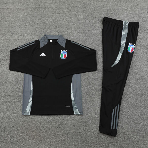 24-25 Italy black with gray half zipper training tracksuit - Image 6