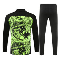 24-25 Man City Fluorescent green with black half zipper training tracksuit