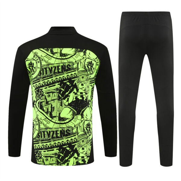 24-25 Man City Fluorescent green with black half zipper training tracksuit - Image 6