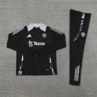 24-25 Manud black with gray half zipper training tracksuit