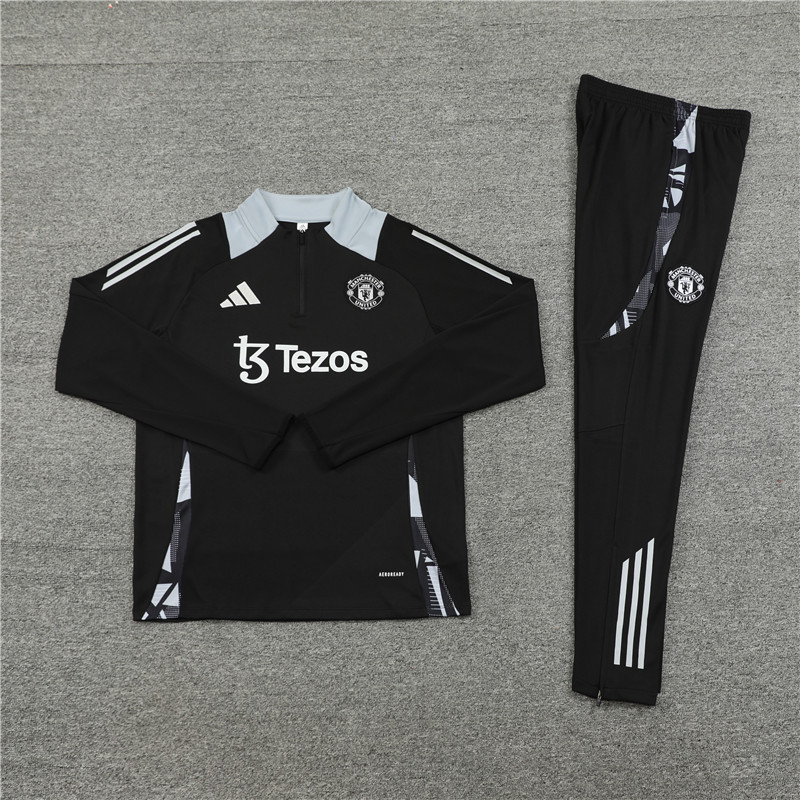 24-25 Manud black with gray half zipper training tracksuit