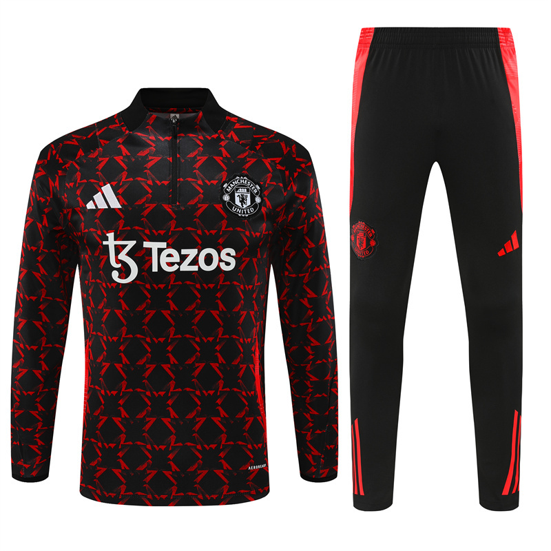 24-25 Manud black with red half zipper training tracksuit