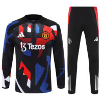 24-25 Manud camo black with red and blue half zipper sweater tracksuit