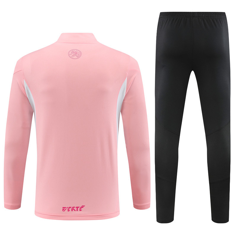 006-13 23-24 Algeria pink with white half zipper sweater tracksuit