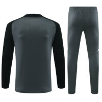 006-130 24-25 Manud dark gray with black arm half zipper training tracksuit
