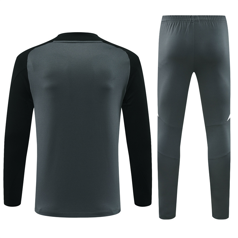 006-130 24-25 Manud dark gray with black arm half zipper training tracksuit