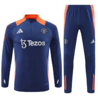 24-25 Manud navy blue with orange half zipper training tracksuit