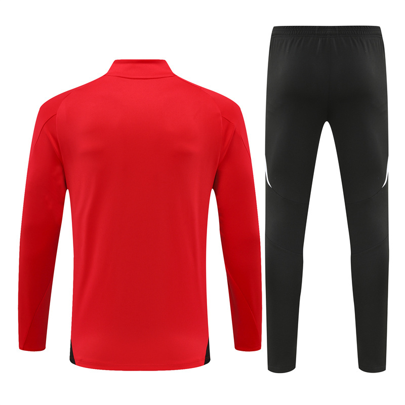 006-136 24-25 Manud red with black half zipper training tracksuit