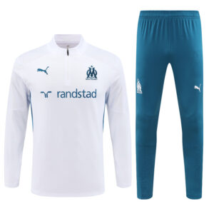 24-25 Marseille white with lake green stripe half zipper training tracksuit - Image 6